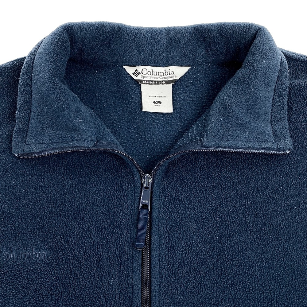 Columbia Fleece Jacket Men's XL Full Zip Dark Blue Camp Sweater Utility Pockets